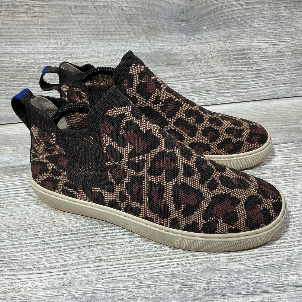 Rothy's Shoes Womens Size 10 Leopard Print Slip On Knit Casual Flats Sneakers